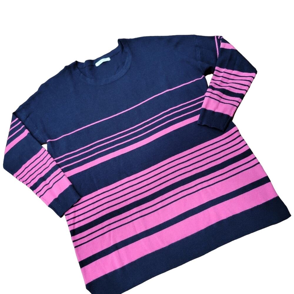WoolOvers Cotton Viscose Crew Neck Stripe knit Top Size Large